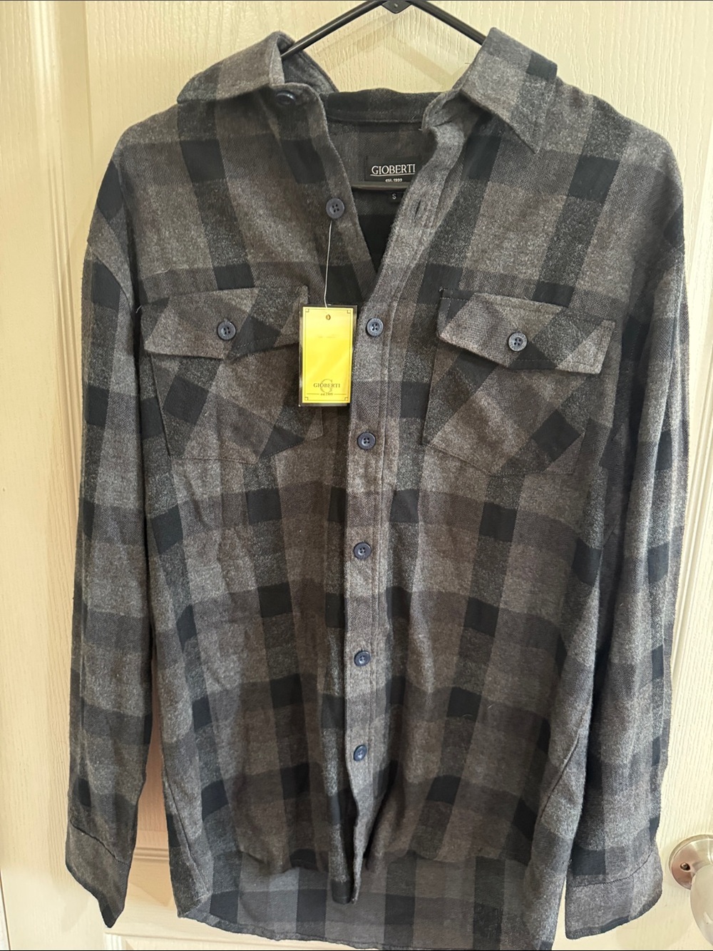 Gioberti Men's Charcoal Plaid Casual Button-Down Shirt